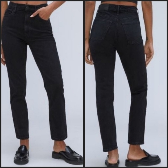 Everlane The Original Cheeky Organic Cotton Crop Jeans in Washed Black Size 27 - Picture 1 of 11